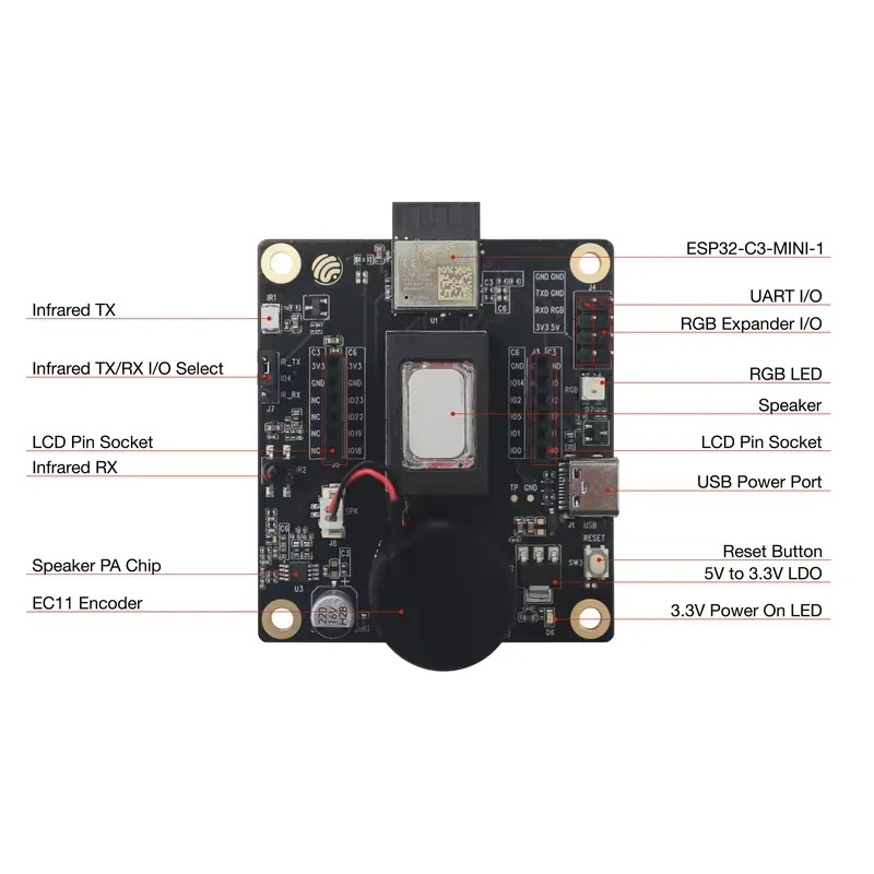 Esp32 Development Board - ESP32-C3-LCDkit開発ボード 1.28インチSPI LCDスクリーン オーディオ再生 IRワイヤレスコントロール GUI機能