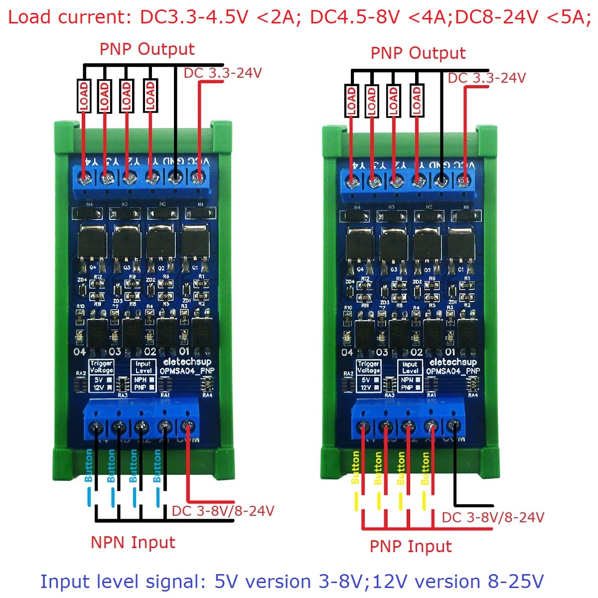 DC 3.3-24V 4CH 5A NPN/PNP デジタル - Esp8266 のレビューと価格